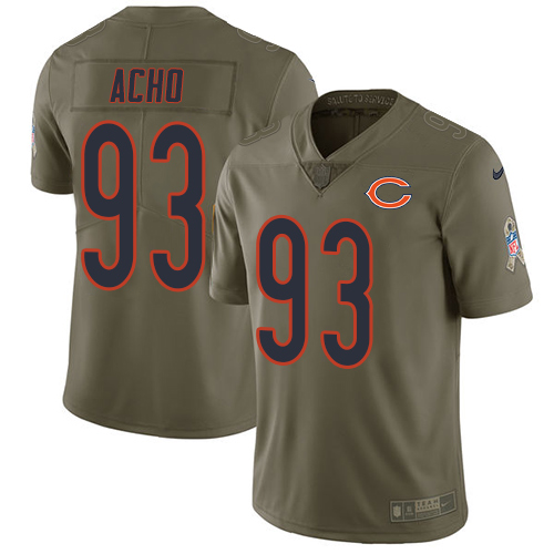 Men's Nike Chicago Bears #93 Sam Acho Limited Olive 2017 Salute to ...